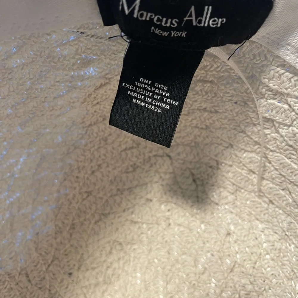 Marcus Adler White Packable Floppy Sun Hat Beach Scarf Trim Wide Brim One Size